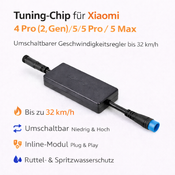 Tuning-Chip für Xiaomi 4 Pro (2. Gen) / 5 / 5 Pro / 5 Max – Umschaltbarer Geschwindigkeitsregler bis 32 km/h